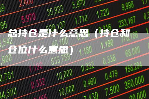 总持仓是什么意思（持仓和仓位什么意思）
